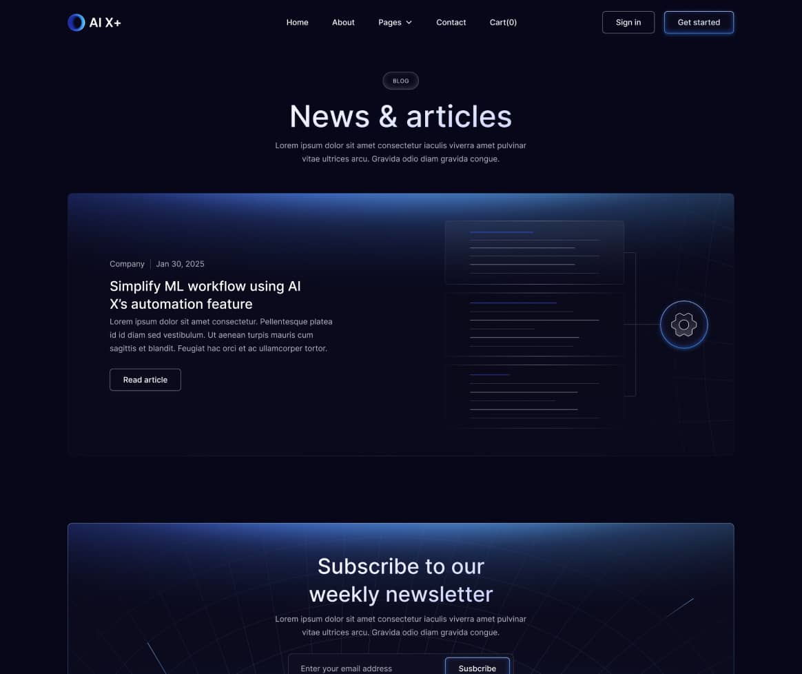 AI X+ -Blog V1  Page - Artificial Intelligence Startup Webflow Template