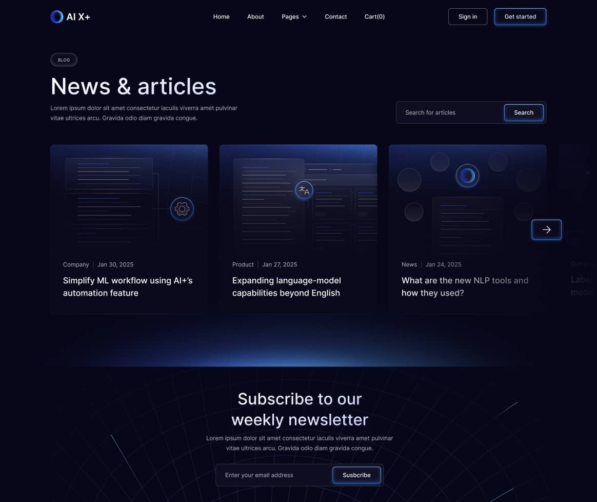 AI X+ - Blog V3 Page - Artificial Intelligence Startup Webflow Template
