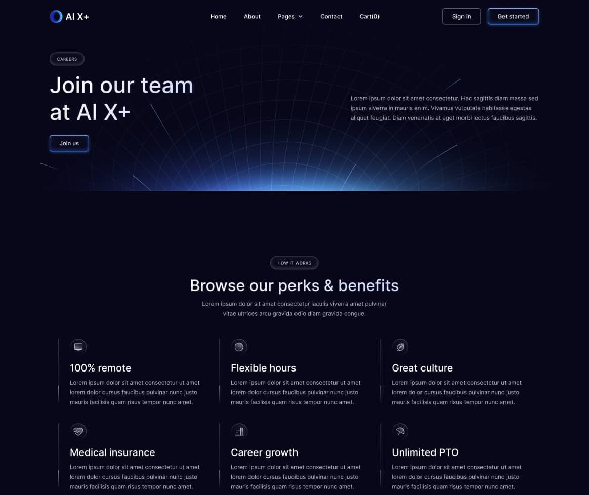 AI X+ - Careers Page - Artificial Intelligence Startup Webflow Template