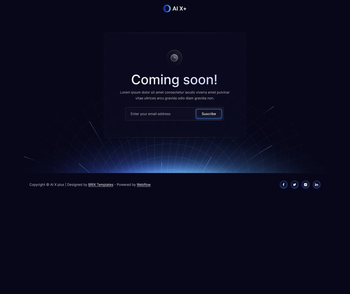 AI X+ - Coming Soon Page - Artificial Intelligence Startup Webflow Template
