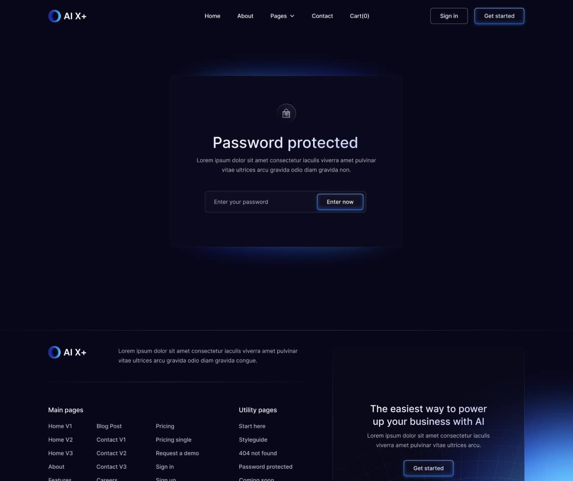 AI X+ - Password Protected Page - Artificial Intelligence Startup Webflow Template