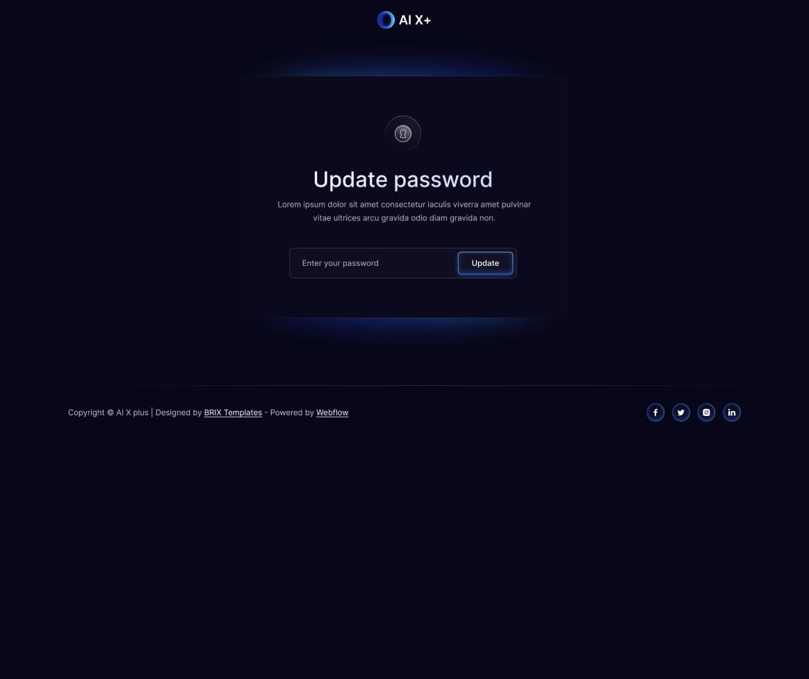 AI X+ - Update Password Page - Artificial Intelligence Startup Webflow Template